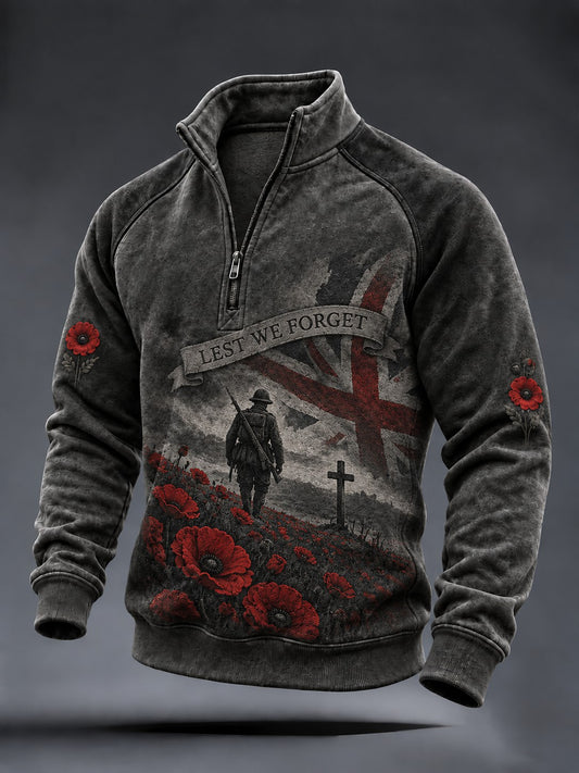 Men's Remembrance Day Lest We Forget Printed Sweatshirt