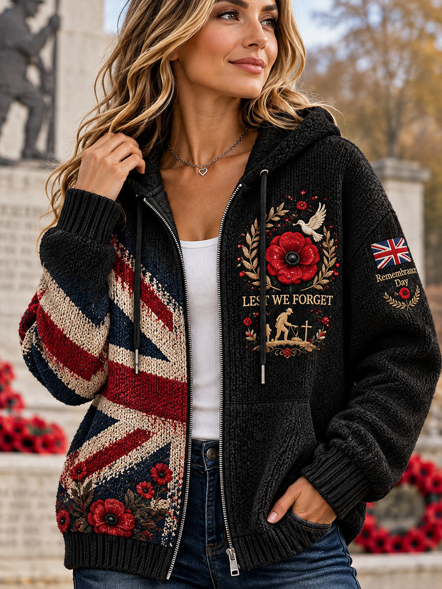 Women's Remembrance Day Print Knit Hoodie