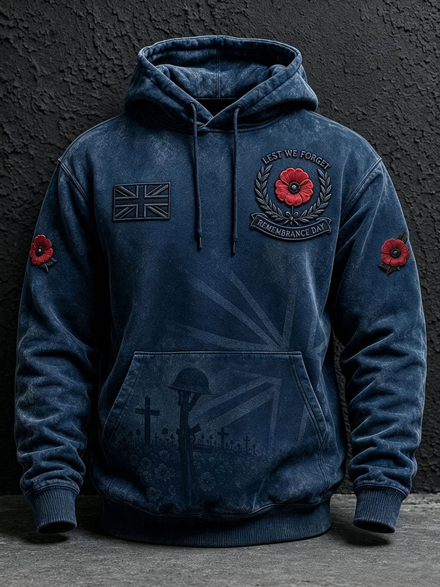 Men's Lest We Forget Printed Hoodie With Pockets