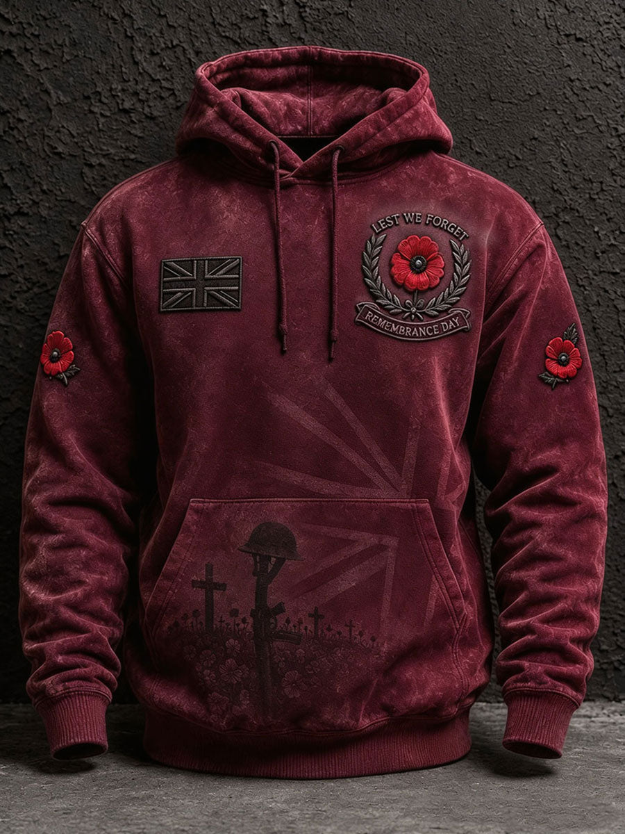 Men's Lest We Forget Printed Hoodie With Pockets