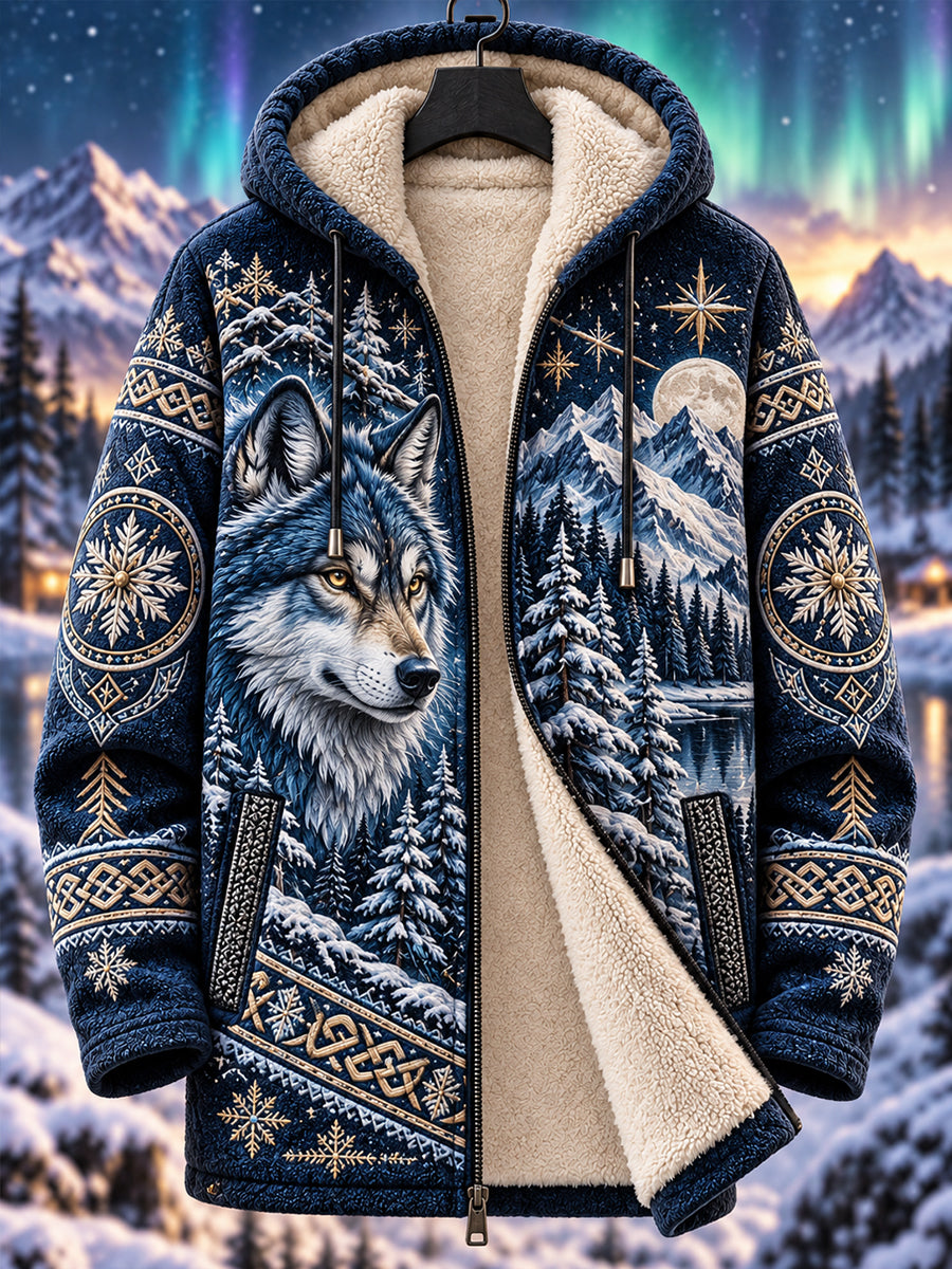 Men's Nordic Forest Animals Fleece Lined Hoodie