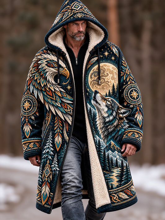 Men's Nordic Forest Animals Fleece Lined Hoodie