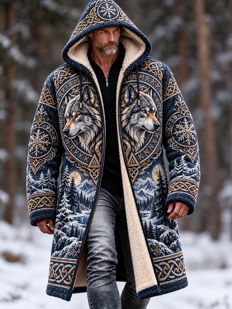 Men's Nordic Forest Animals Fleece Lined Hoodie