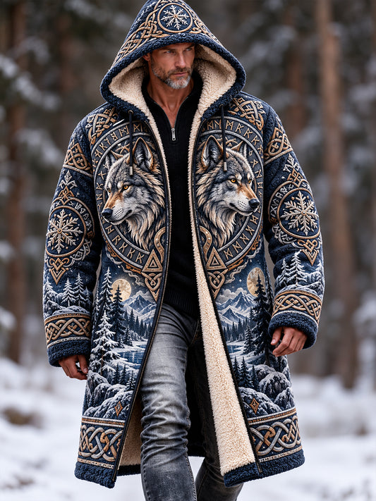 Men's Nordic Forest Animals Fleece Lined Hoodie