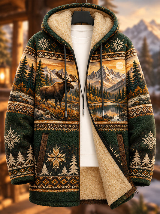 Men's Nordic Forest AnimalsFleece Lined Hoodie