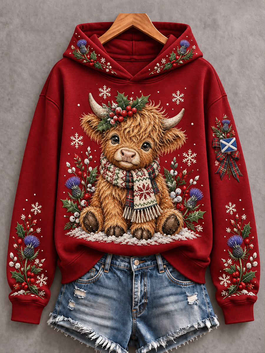 Women's Scottish Christmas Printed Regular Sweatshirt