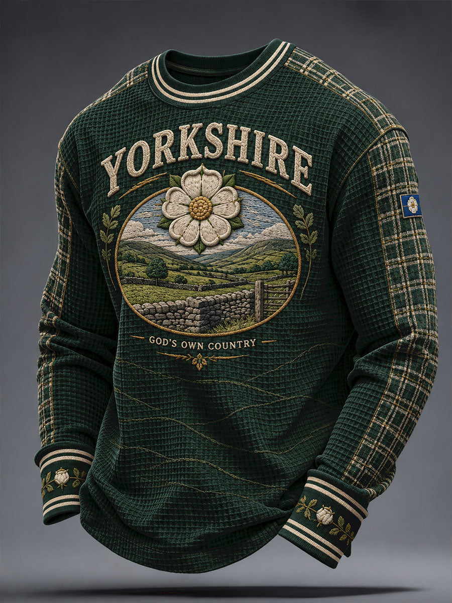 Men's England Yorkshire Art Printed Waffle Sweatshirt