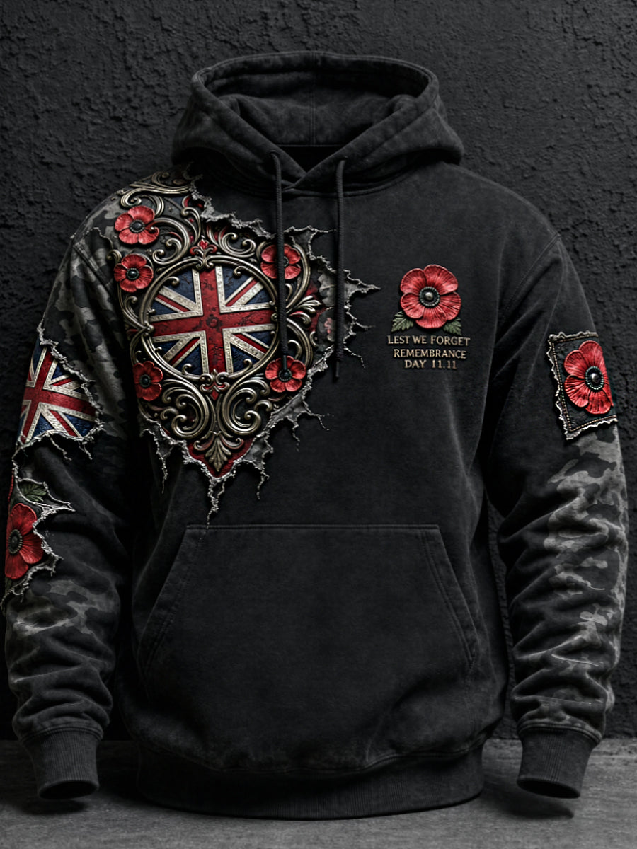 Men's Remembrance Day Lest We Forget Oversized Hoodie