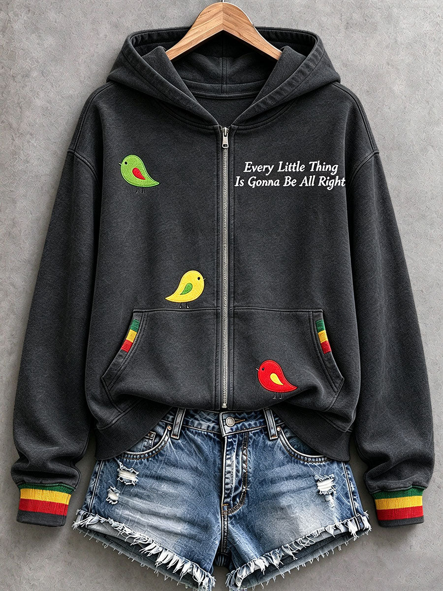 Women's Every Little Thing Is Gonna Be All Right Hooded Cardigan