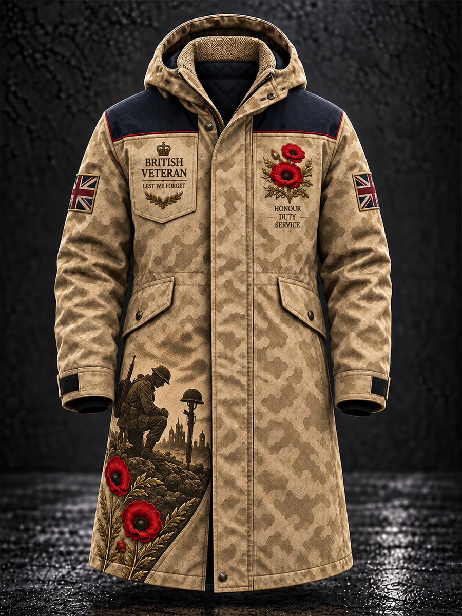 Men's Fleece-Lined Windbreaker With Remembrance Day Themed Print