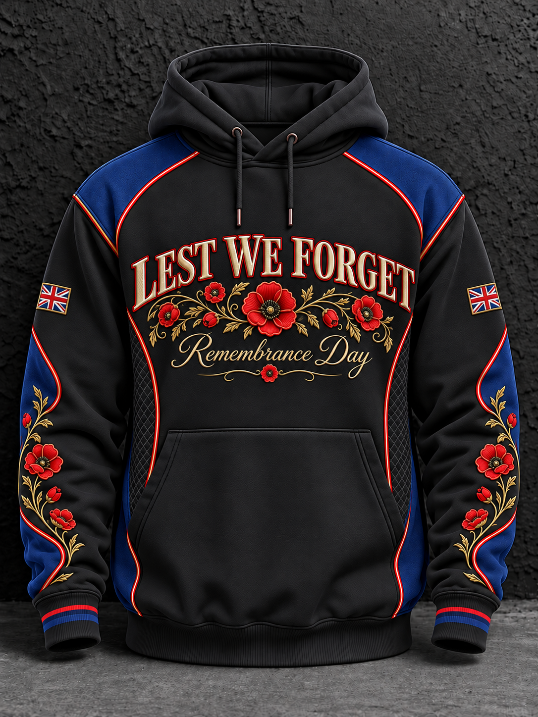 Men's Remembrance Day Oversized Drop-Shoulder Hoodie With Pockets