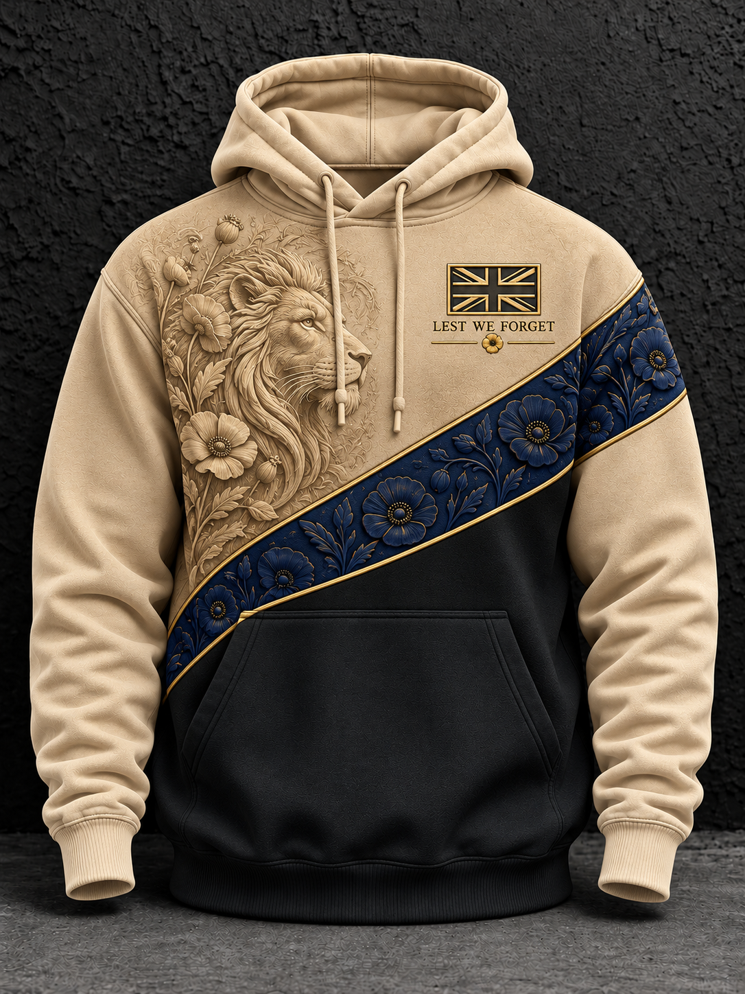 Men's Remembrance Day Oversized Drop-Shoulder Hoodie With Pockets