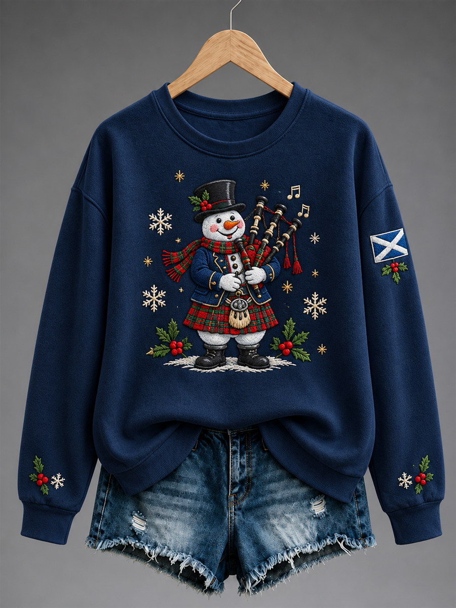 Women's Scottish Christmas Printed Regular Sweatshirt