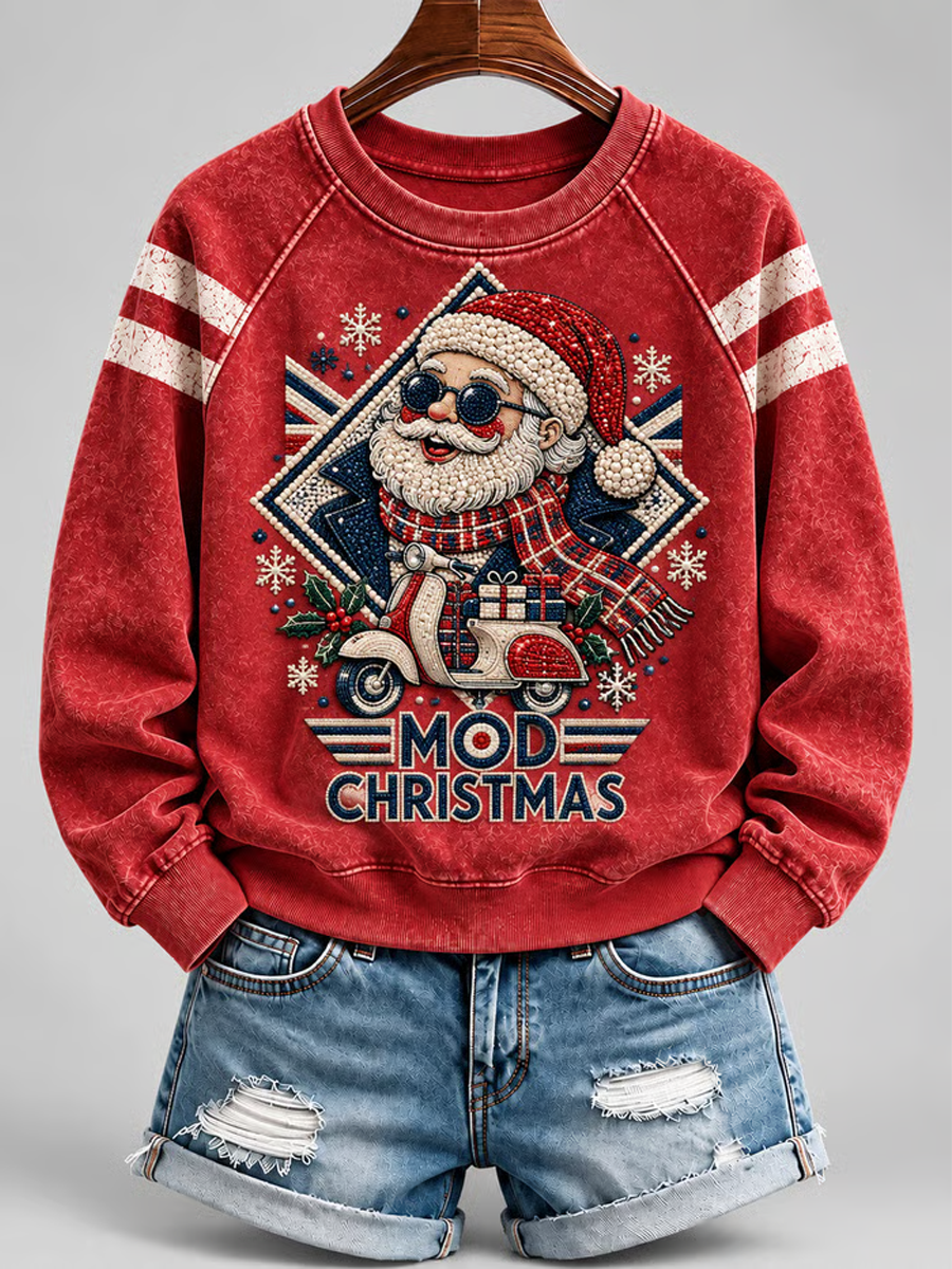 Women's Mods Culture UK Music Lover Christmas Printed raglan sleeve sweatshirt