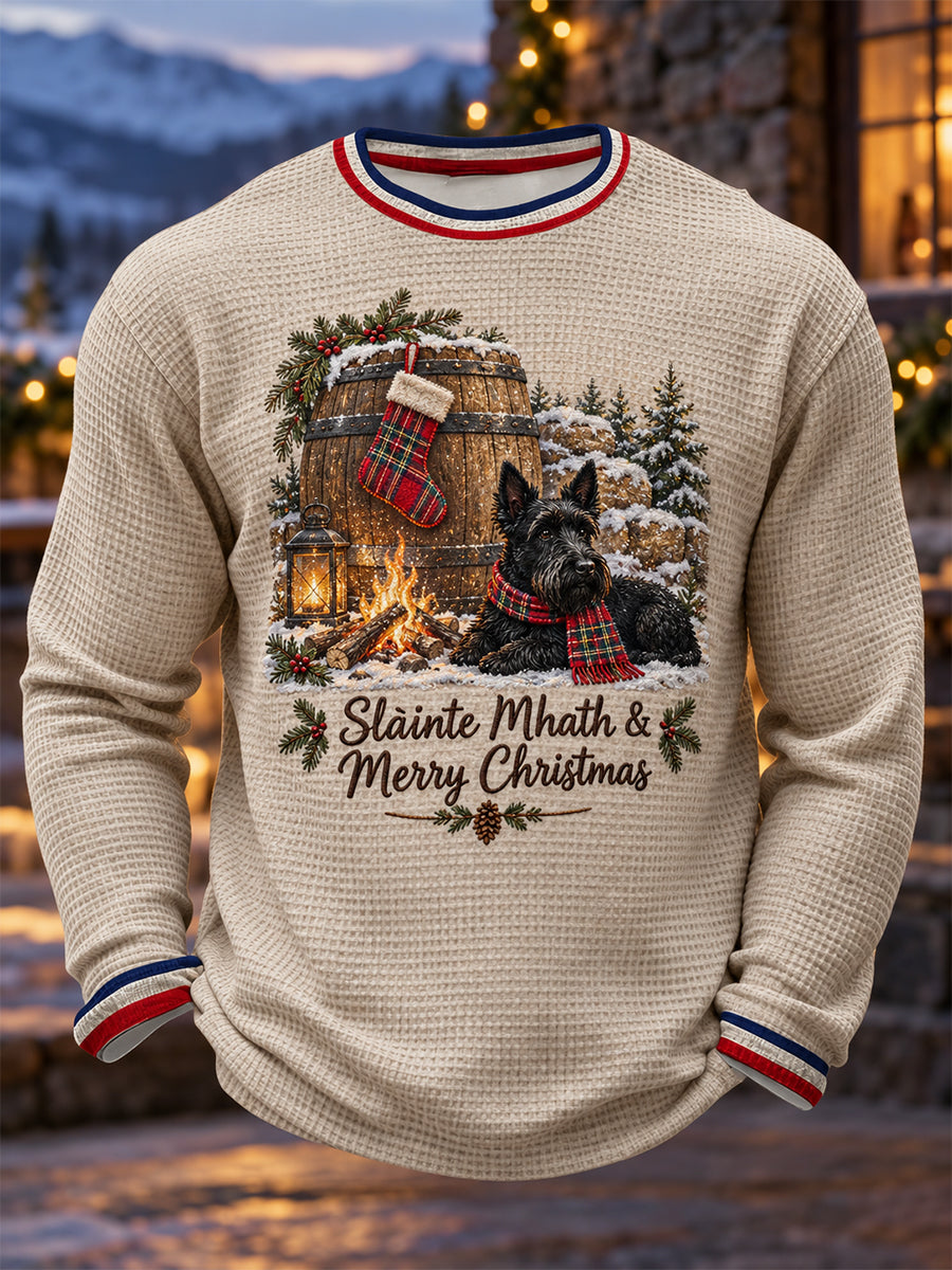 Men's Vintage Scottish Christmas Waffle Long Sleeve T-Shirt