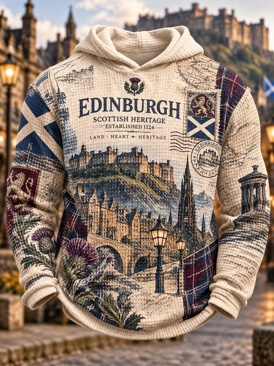 Men's Scottish St Andrew's Day Printed Waffle Hoodie