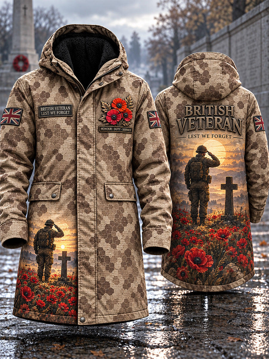 Men's Remembrance Day Lest We Forget Long Coat