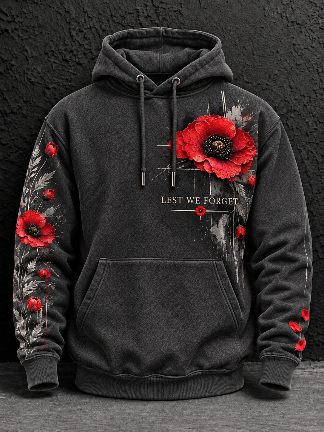 Men's Remembrance Day Oversized Drop-Shoulder Hoodie With Pockets