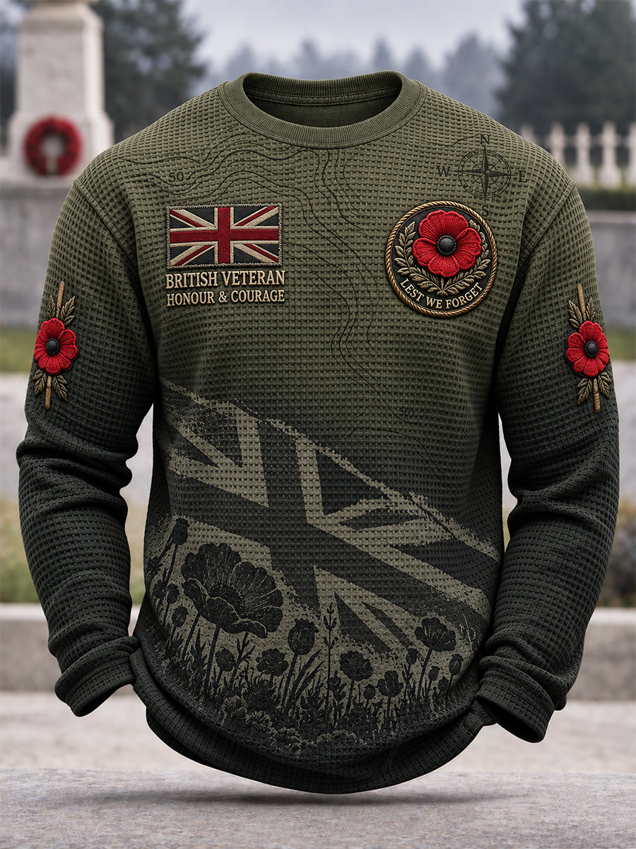 Men's Remembrance Day Lest We Forget Waffle Sweatshirt