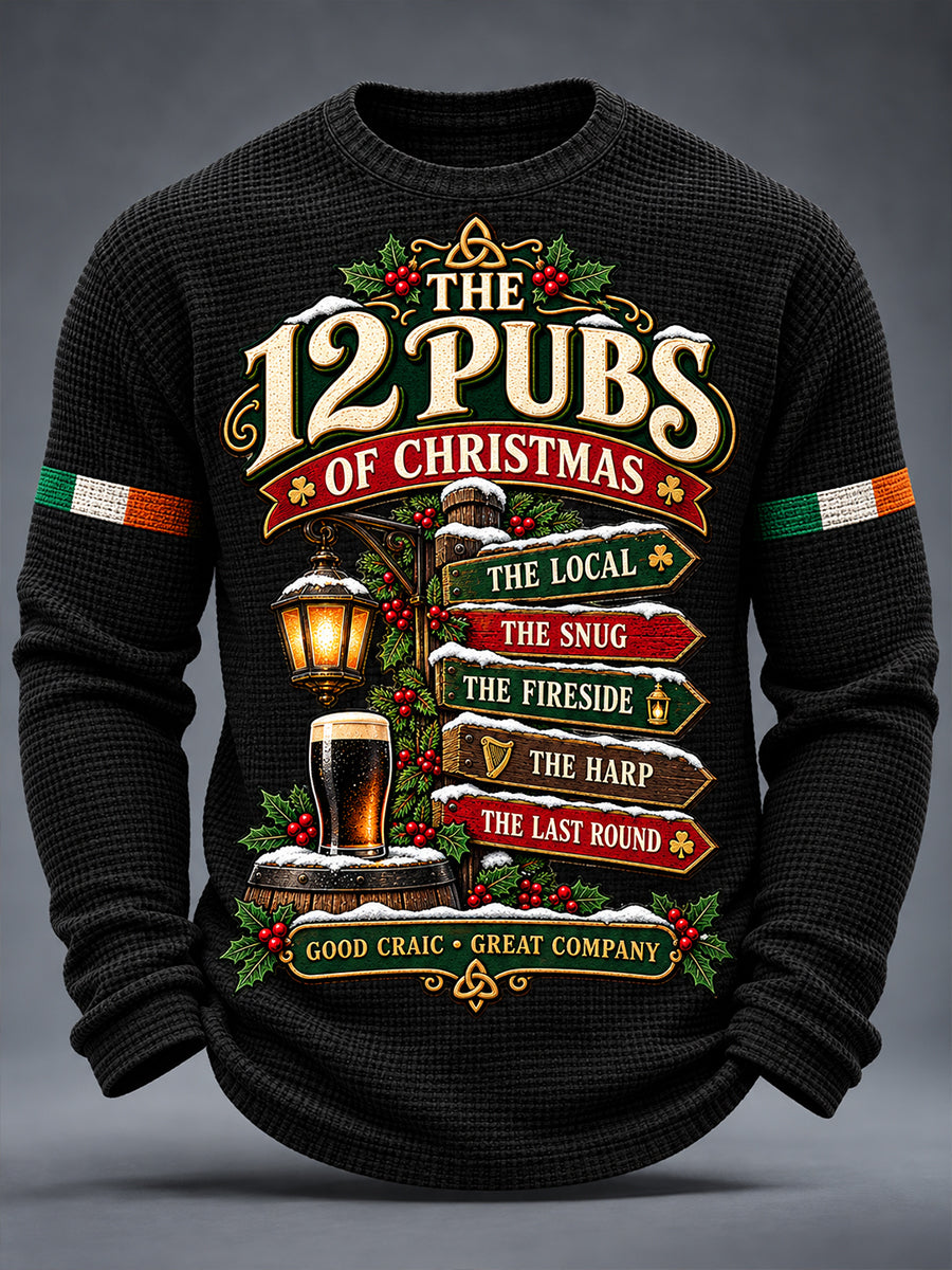 Men's  Fun Irish Christmas  Waffle Long Sleeve T-Shirt