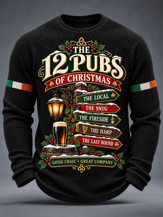 Men's  Fun Irish Christmas  Waffle Long Sleeve T-Shirt