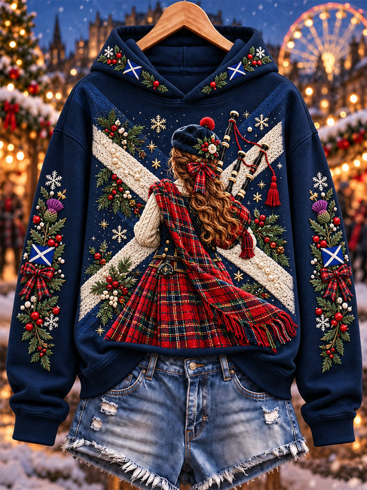 Women's Scottish Christmas Printed Regular Sweatshirt