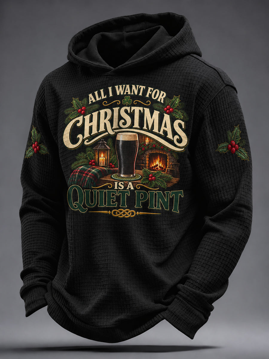 Men's Irish Christmas Print Waffle Hoodie