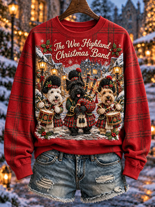 Women's Scottish Christmas Printed Regular Sweatshirt