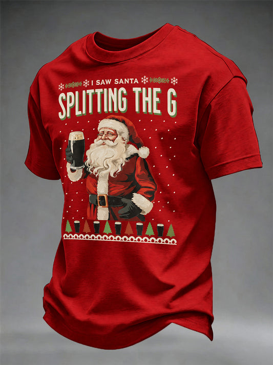 Men's Irish Christmas Print Casual T-shirt