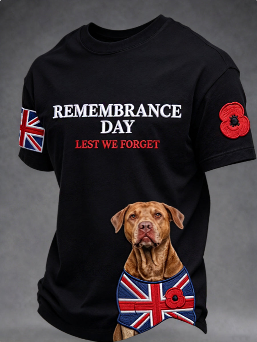 Men's Remembrance Day Lest We Forget Black T-shirt