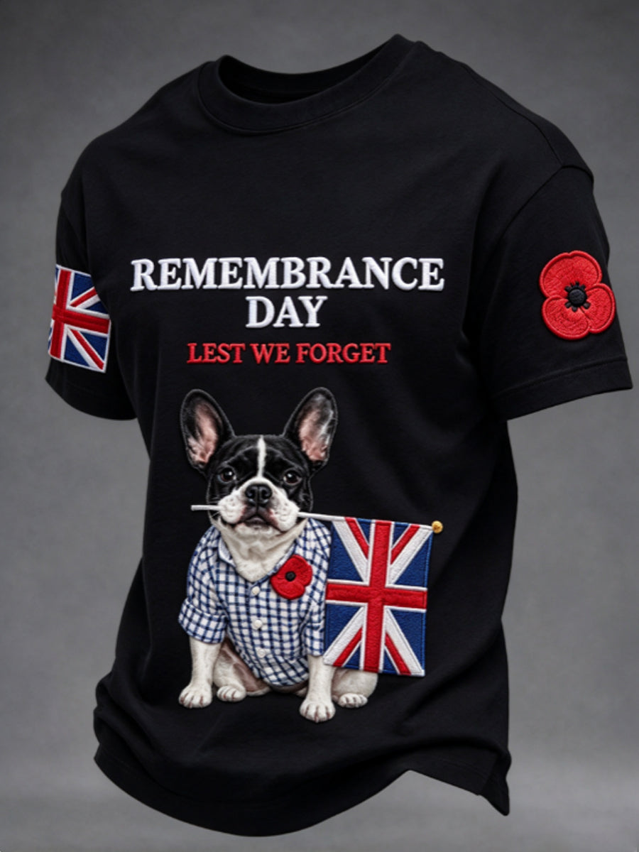 Men's Remembrance Day Lest We Forget Black T-shirt