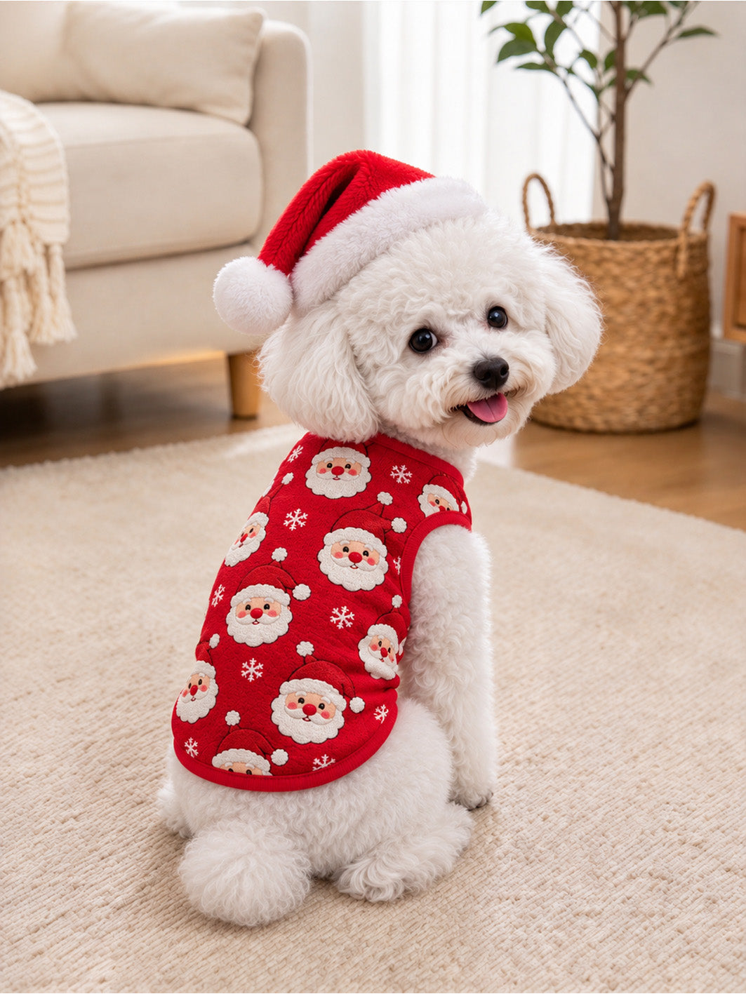 Christmas-themed pattern pet sleeveless vest