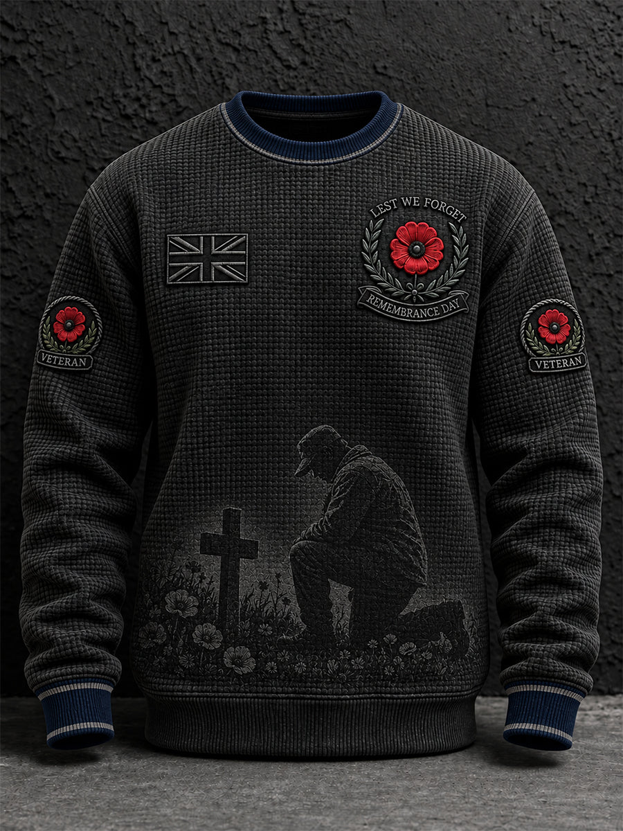 Men's Remembrance Day Lest We Forget Waffle Sweatshirt