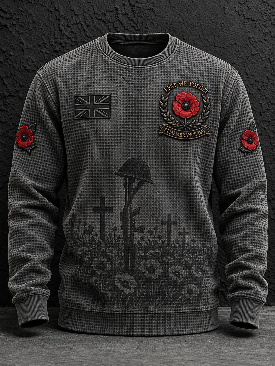 Men's Remembrance Day Lest We Forget Waffle Sweatshirt