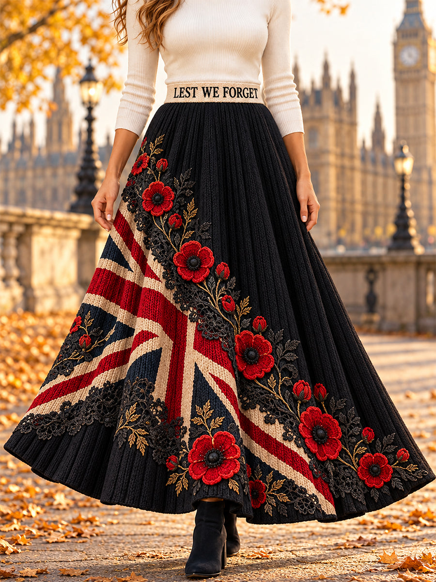 Women's Remembrance Day Lest We Forget Long Half Skirt