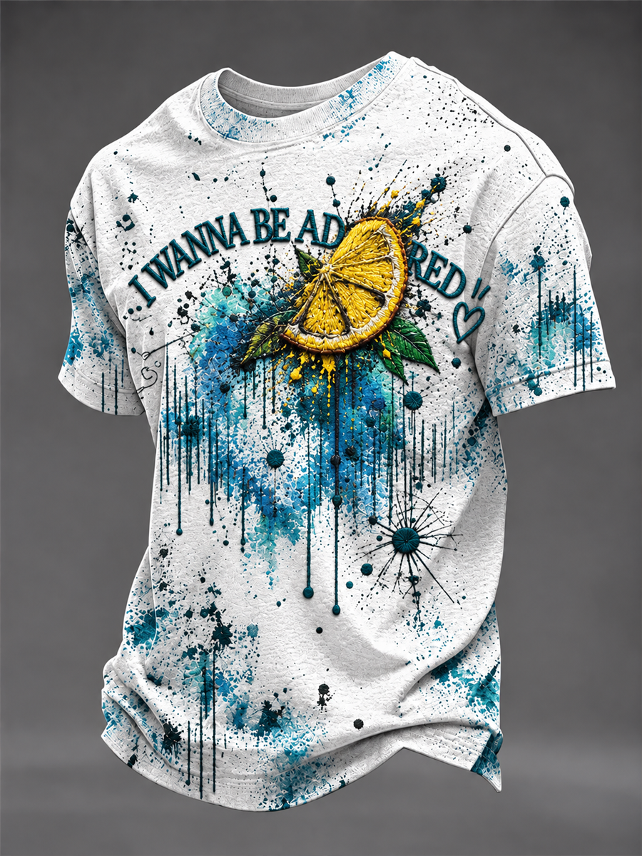 Men's Lemon Roses Music Lover Printed short sleeves t-shirt