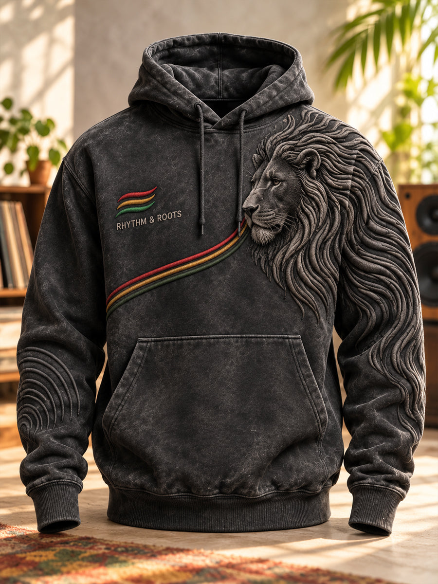Men's Reggae Art Oversized Drop-Shoulder Hoodie With Pockets