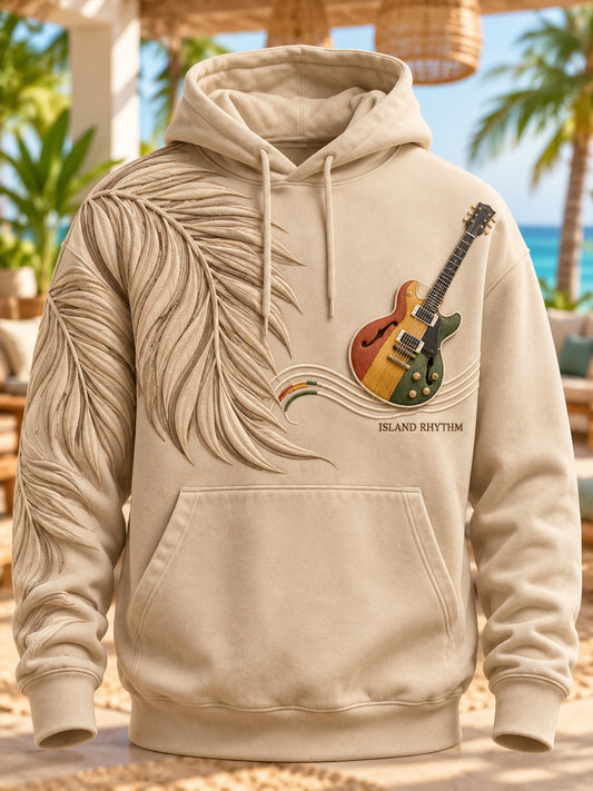 Men's Reggae Art Oversized Drop-Shoulder Hoodie With Pockets
