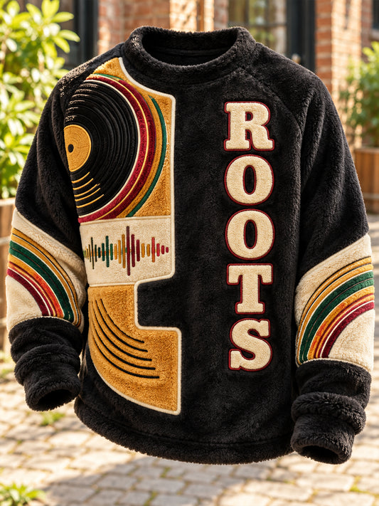 Men's Reggae Art Round-Neck Flannel Top