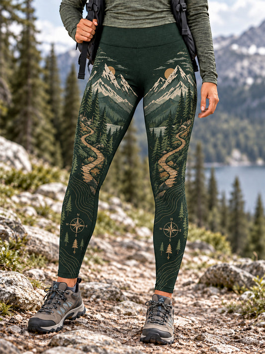 Women's Wilderness Trail Print Hike Lovers Leggings