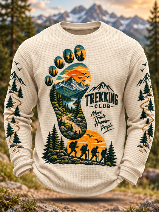 Men's Hike Lovers Casual Waffle Long Sleeve T-Shirt