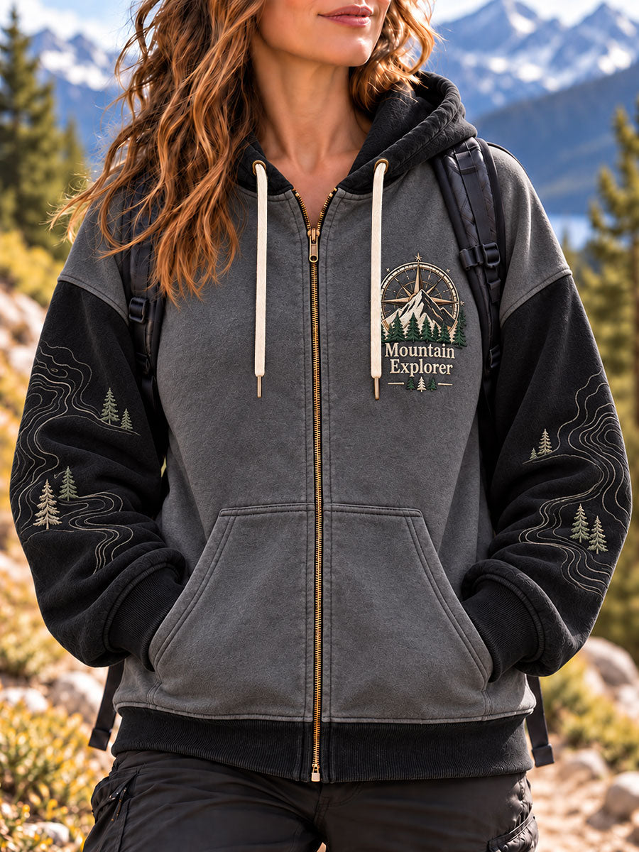 Women's Mountain Explorer Print Zip-Up Hoodie