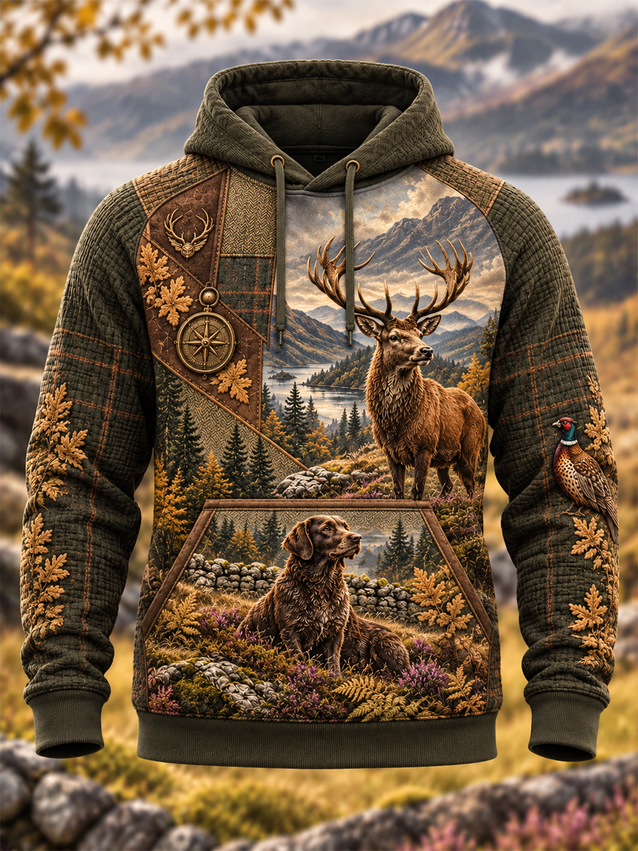 Men's Hunting Season Culture Oversized Drop-Shoulder Hoodie With Pockets
