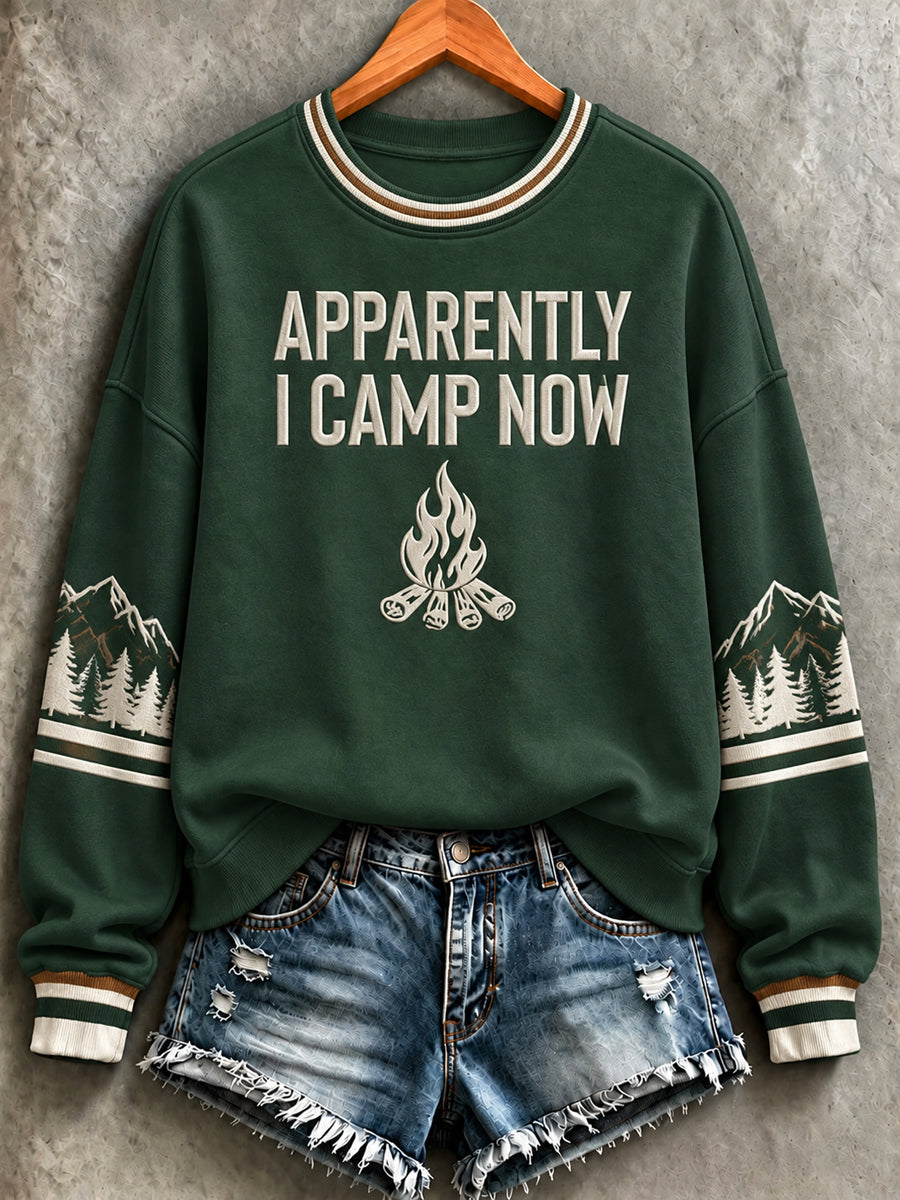Women's Camping Print Sweatshirt