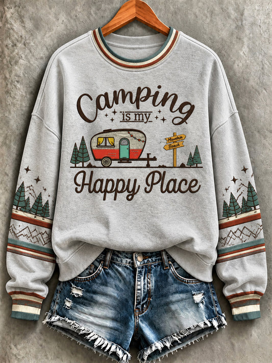 Women's Camping Print Sweatshirt