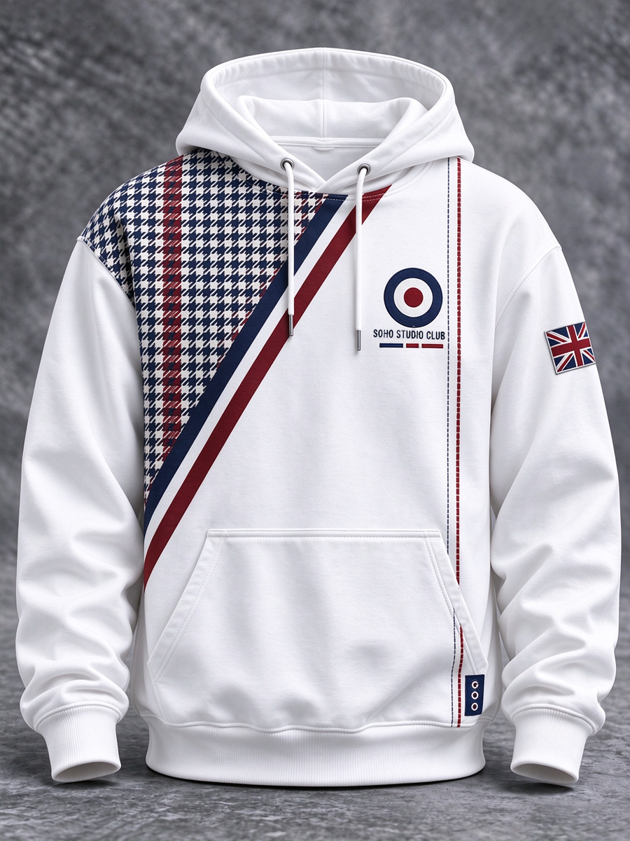 Men's UK Music Lover Mods Art Printed Hoodie with Pockets