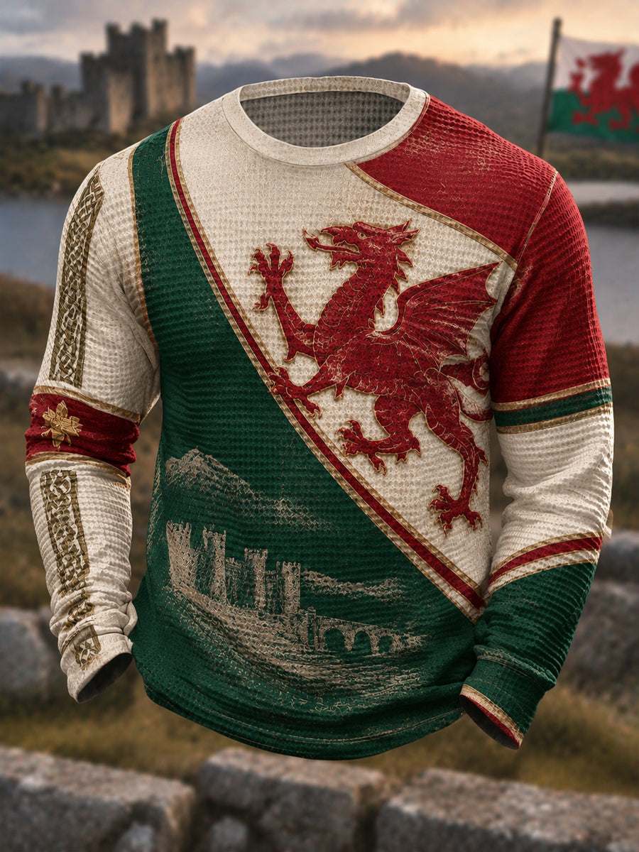 Men's Welsh Dragon Waffle Top
