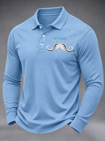 Men's Mustache Print Men's Health Support Graphic Shirt