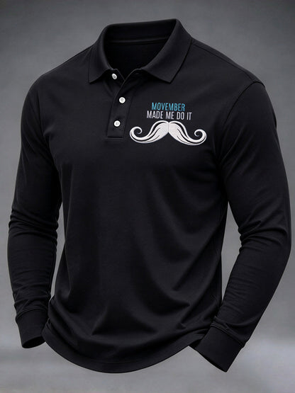 Men's Mustache Print Men's Health Support Graphic Shirt