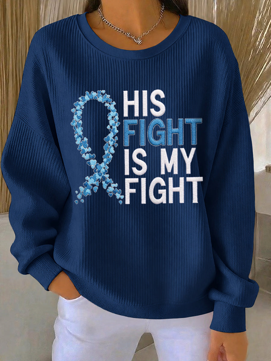 Women's Mustache Print Men's Health Support Graphic Ribbed Sweatshirt